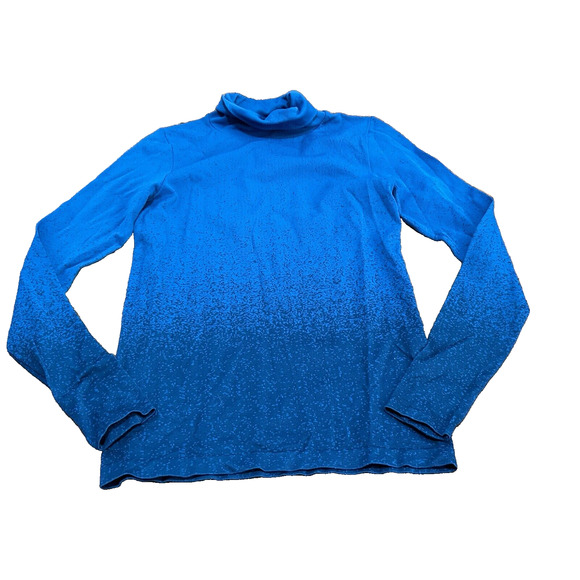 Athleta Womens Flurry Base Layer Ombre Turtleneck Long Sleeve Blue Top Size L - Picture 2 of 7